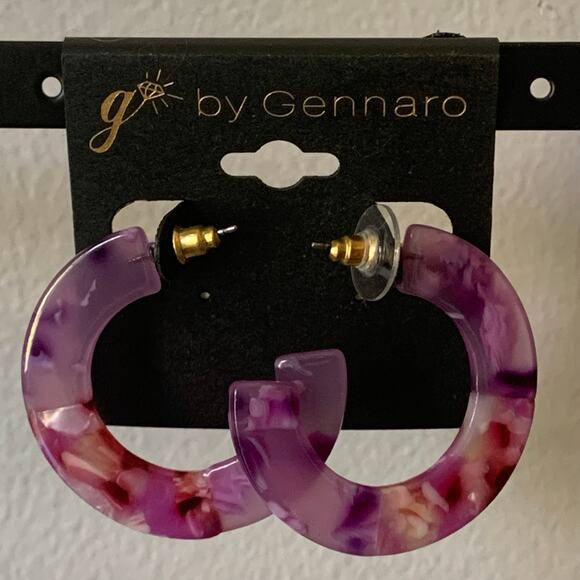 G by Genaro Purple Hoop Stud Earrings New with Tags - Picture 5 of 5